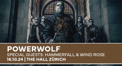 Gewinnt hier 2x2 Tickets für POWERWOLF, HAMMERFALL und WIND ROSE in Zürich